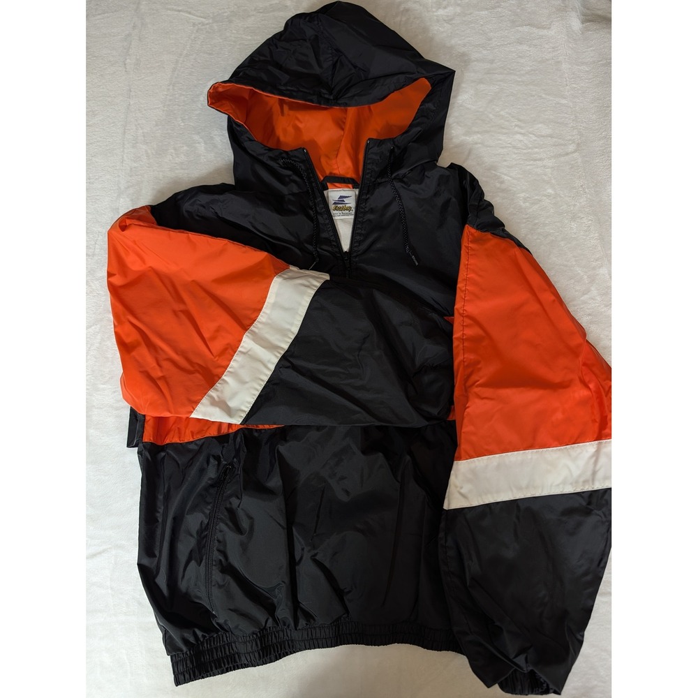 Vintage 90s Eastbay Orange Black Colorblock Windbreaker